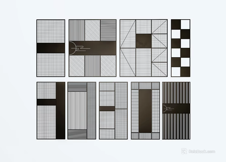 Modern Partition Design Ideas With Geometric Patterns Grid Lines And Striped Panels 3d model