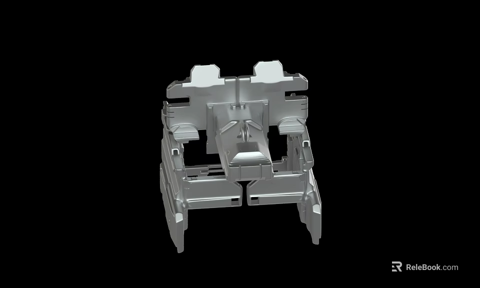 Metallic Mechanical Component 3D Model With Complex Structure And Silver Finish 3d model 