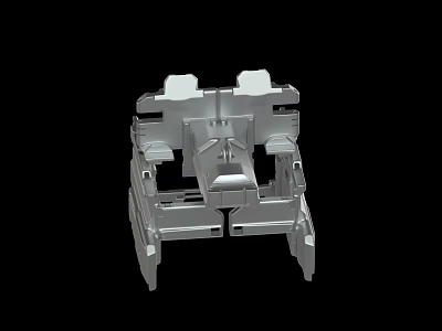 Metallic Mechanical Component 3D Model With Complex Structure And Silver Finish 3d model