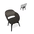 Modern Minimalist Single Chair With Curved Back Dark And Light Gray Upholstery And Black Legs