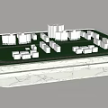 Commercial Display Equipment For Architectural Models With Green Surface Illuminated Base And White Buildings