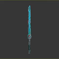 Blue Glowing Sword 3D Model With Decorative Hilt And Red Accents