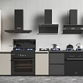 Modern Kitchen Interior With Range Hoods Stovetop Oven Coffee Machine And Appliances