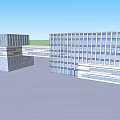 Modern Commercial Complex With Glass Facade And Multi Building Open Layout 3d model