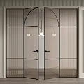 Modern Double Glass Doors With Minimalist Frame For Home Interior Design