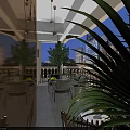 Modern Lobby Reception Area With Glass Doors Welcome Sign Sofa And Green Plants