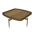 Modern Square Wooden Table and Chair Set with Brown Frame Black Legs Gold Accents