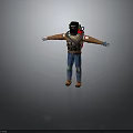 Brave Tactical Character With Helmet Vest Gloves Fighting Fierce Monster Creature In Battle