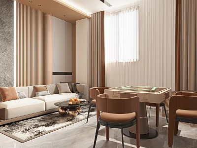Hotel Mahjong Room Modern Interior With Comfortable Sofa Mahjong Table And Elegant Chairs 3d model