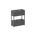 Bonsai Potted Plants Display On Black Two Tiered Storage Shelf