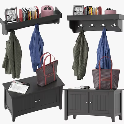 Modern Shoe Cabinet IKEA Entrance Cabinet Coat Hook Clothes 3d model