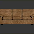 Modern Brown Three Seater Sofa With Upholstered Backrest And Comfortable Armrests