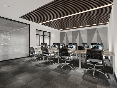 modern public office area office 3d model