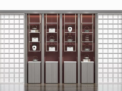 Modern Storage Shelving Unit With Multi Tiered Design And Wooden Frame Details 3d model