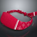 Red Headband With White Floral Patterns And Stripes For Daily Use 3d model