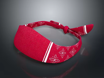 Red Headband With White Floral Patterns And Stripes For Daily Use 3d model