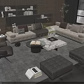 Modern L shaped Sofa Coffee Table Set With Marble Top And Ottoman Stools Living Room