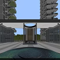 Multiple High Rise Residential Buildings in Green Environment With Surrounding Roads and Plaza