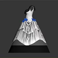 Elegant Black White Dress With Blue Bow Accents And Layered Ruffled Skirt