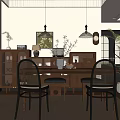 Middle Ancient Style Home Restaurant Middle Ancient Style Dining Table and Chair Solid Wood Dining Table and Chair Dining Chair Sideboard Storage Cabinet Locker Middle Ancient Style Ornaments Combination Dining Table Ornaments 3d model