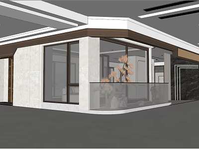 Modern Boutique Store Exterior Featuring Glass Facade Marble Walls And Display Windows 3d model