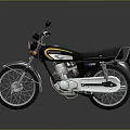 Classic Black and Yellow Motorcycle with Rearview Mirrors Headlight Black Seat and Silver Engine