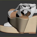 White Wedge Sandals With Ankle Strap Design And Straw Sole For Casual Summer Wear