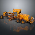 Yellow Old Construction Grader With Large Tires And Front Blade 3d model