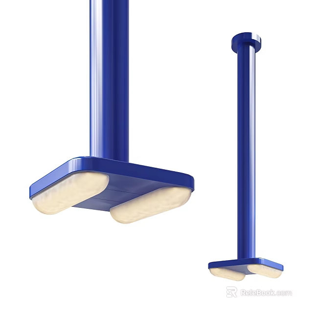 Modern Blue Pendant Light With Square Base And Decorative Lights For Interior Design 3d model