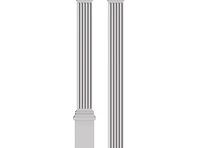 Classic Fluted Roman Columns With Decorative Base And White Shaft Design 3d model