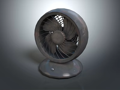 Modern Gray Tabletop Air Cooling Fan With Metal Base And Circular Blade Design 3d model