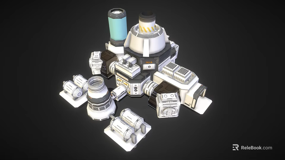 Industrial Technical Equipment With Multiple Mechanical Modules And Different Shaped Connector Components 3d model 