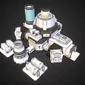 Industrial Technical Equipment With Multiple Mechanical Modules And Different Shaped Connector Components