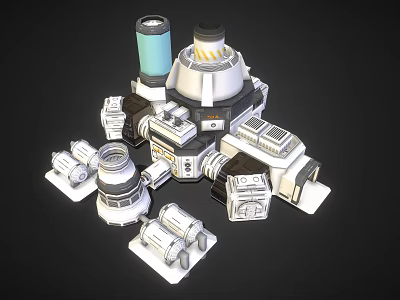 Industrial Technical Equipment With Multiple Mechanical Modules And Different Shaped Connector Components 3d model