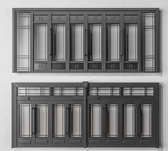 New Chinese style door double door 3d model