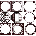 New Chinese Style Flower Lattice Window Carved Hollow Carved Window Corner Carved Gypsum Line Carved Window Pattern Carved 3d model