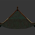 Traditional Chinese Architecture Roof Featuring Green Tiles Curved Eaves And Red Accents