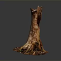 Natural Tree Stump Plant Decoration with Exposed Roots and Textured Surface for Indoor