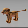 Cartoon Young Lion Character With Green Eyes And Orange Fur Standing