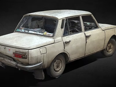 Old Worn Out Dusty Vintage Car Exterior With Classic Retro Design Details 3d model