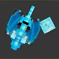 Blue Pixelated Dragon Figure With Wings And Adjacent Chest Block 3d model