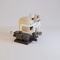 Industrial Equipment Pump System With White Casing Black Motor And Interconnected Pipes