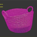 Natural Brown And Blue Woven Storage Basket With Two Handles