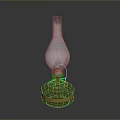 Vintage Oil Lamp With Transparent Glass Shade And Green Gold Base Decorative Lighting