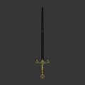 Ancient Decorative Sword With Intricate Golden Hilt And Silver Sharp Blade 3d model