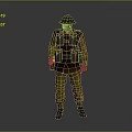 Game Movie Character Wearing Brown Jacket Khaki Pants With Military Helmet And Tactical Vest