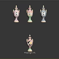 Decorative Ceramic Vases In Assorted Colors With Ornate Lids And Patterns