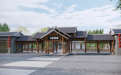 New Chinese Entrance Gate Club Entrance Hotel Corridor Building Corridor Beauty Corridor Hotel Reception Gate 3d model