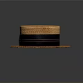 Orange Woven Straw Hat With Black Striped Ribbon Summer Daily Accessory