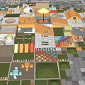 Modern Park Landscape Street Green Pixel Grid Square Paving Building Blocks Square Tree Pool 3d model
